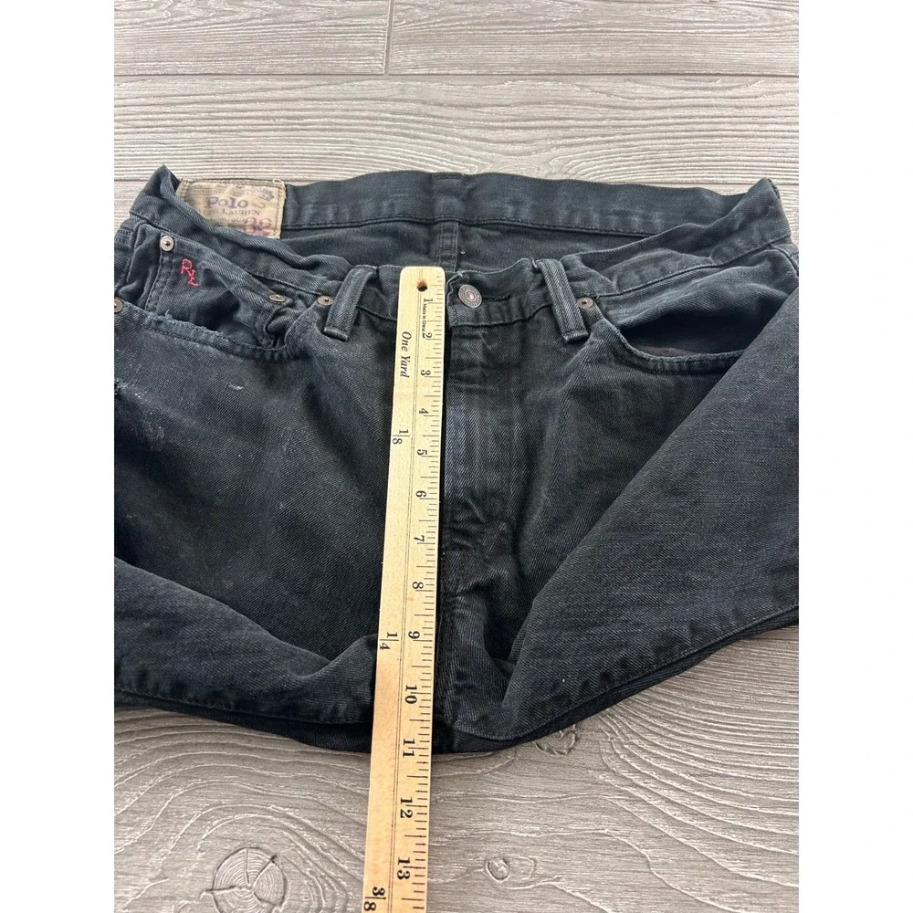 Polo Ralph Lauren Mens Straight Leg Jeans Faded Black Distressed 35x31 Vintage_9